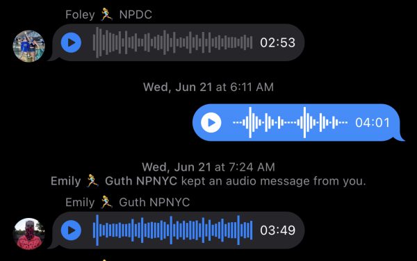 Screen shots of audio messages